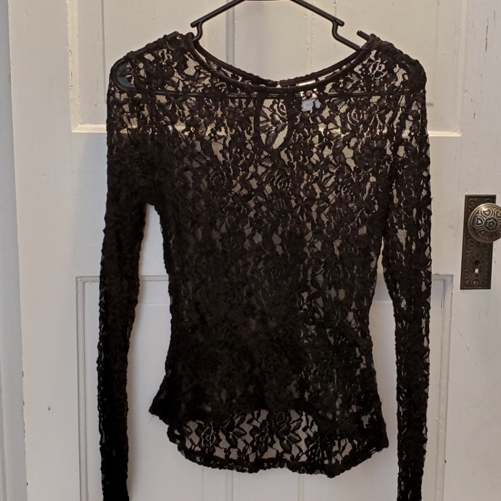 Women's blouse. Black, lace.